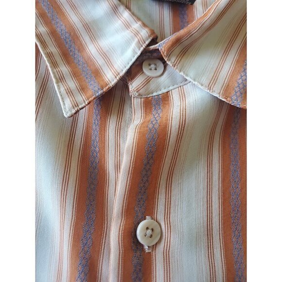 Bruno Shirt Mens Size 4x Short Sleeve Button Sueded Microfiber Striped Orange - Picture 6 of 12